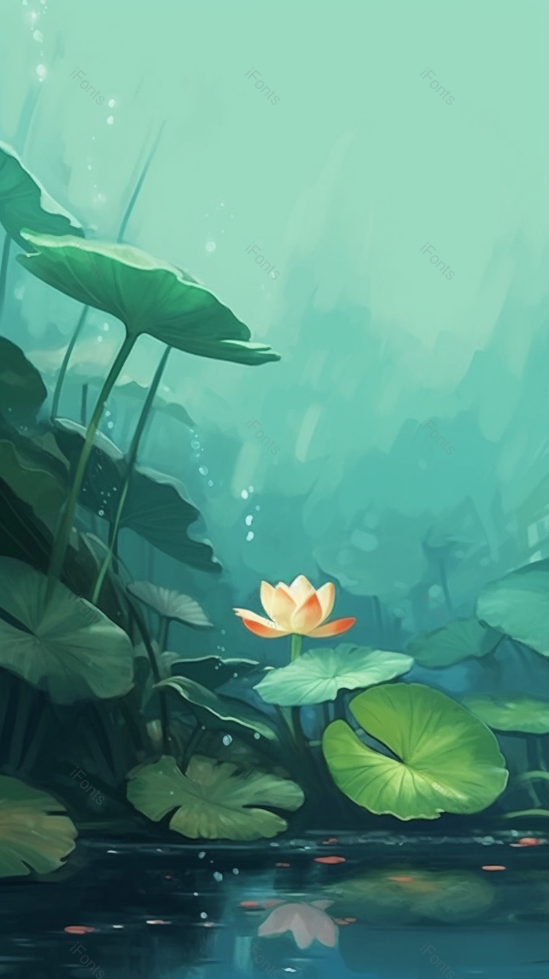 深夜绿色的荷叶红色的荷花背景,插画/手绘图,插画/手绘图库,插画/手绘图下载,插画/手绘